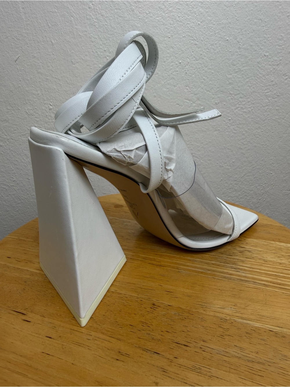 The Attico Isa Vinyl Leather Wrap Sandal White Sculptural Heel EU 38 - Picture 9 of 11